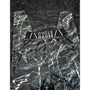 Women's Cycle House Marika black marble stretch tights sz Small leggings cycling